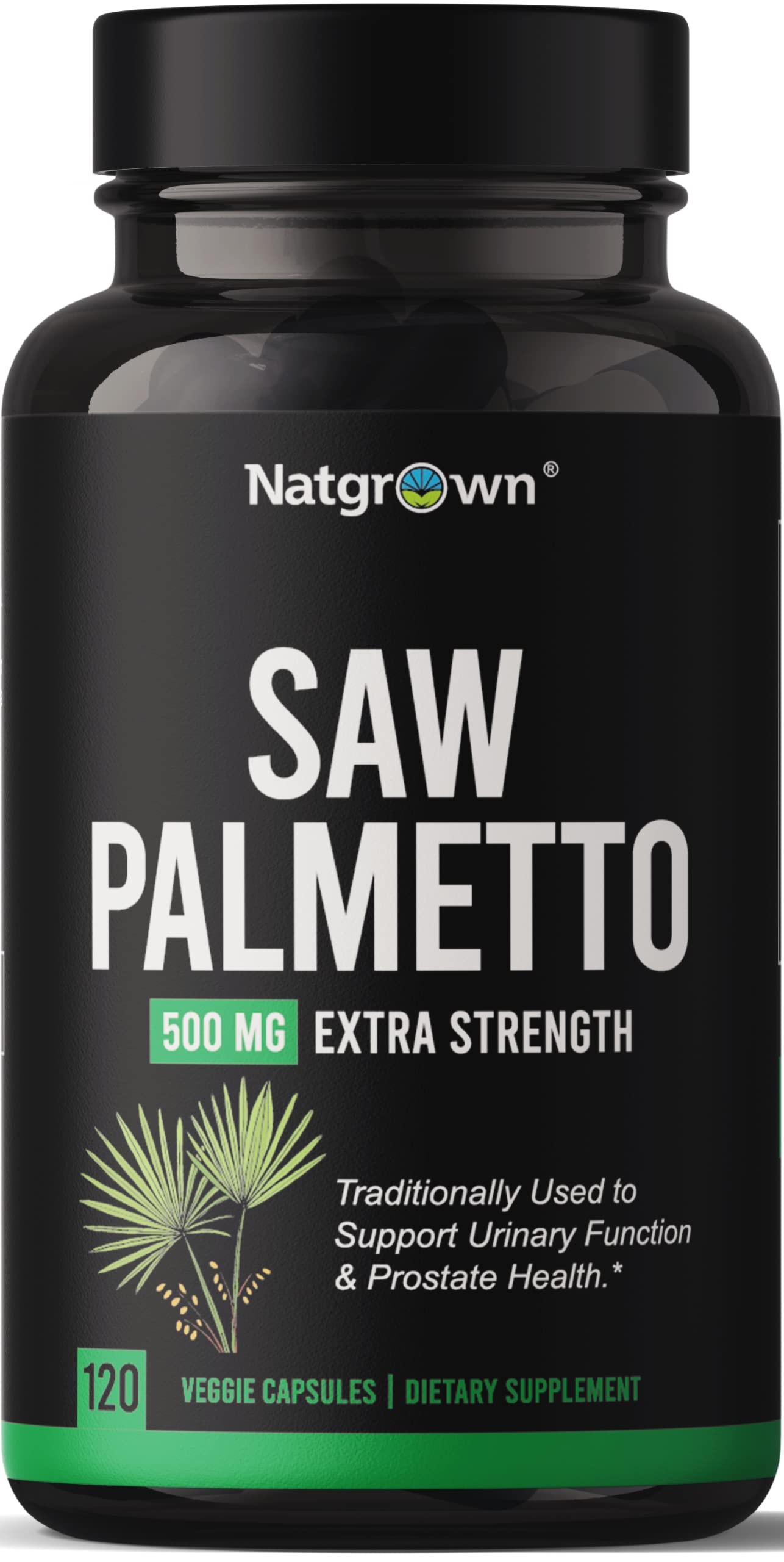 Natgrown Saw Palmetto 500mg bottle with label