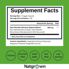 Made in USA stamp on Natgrown Saw Palmetto packaging