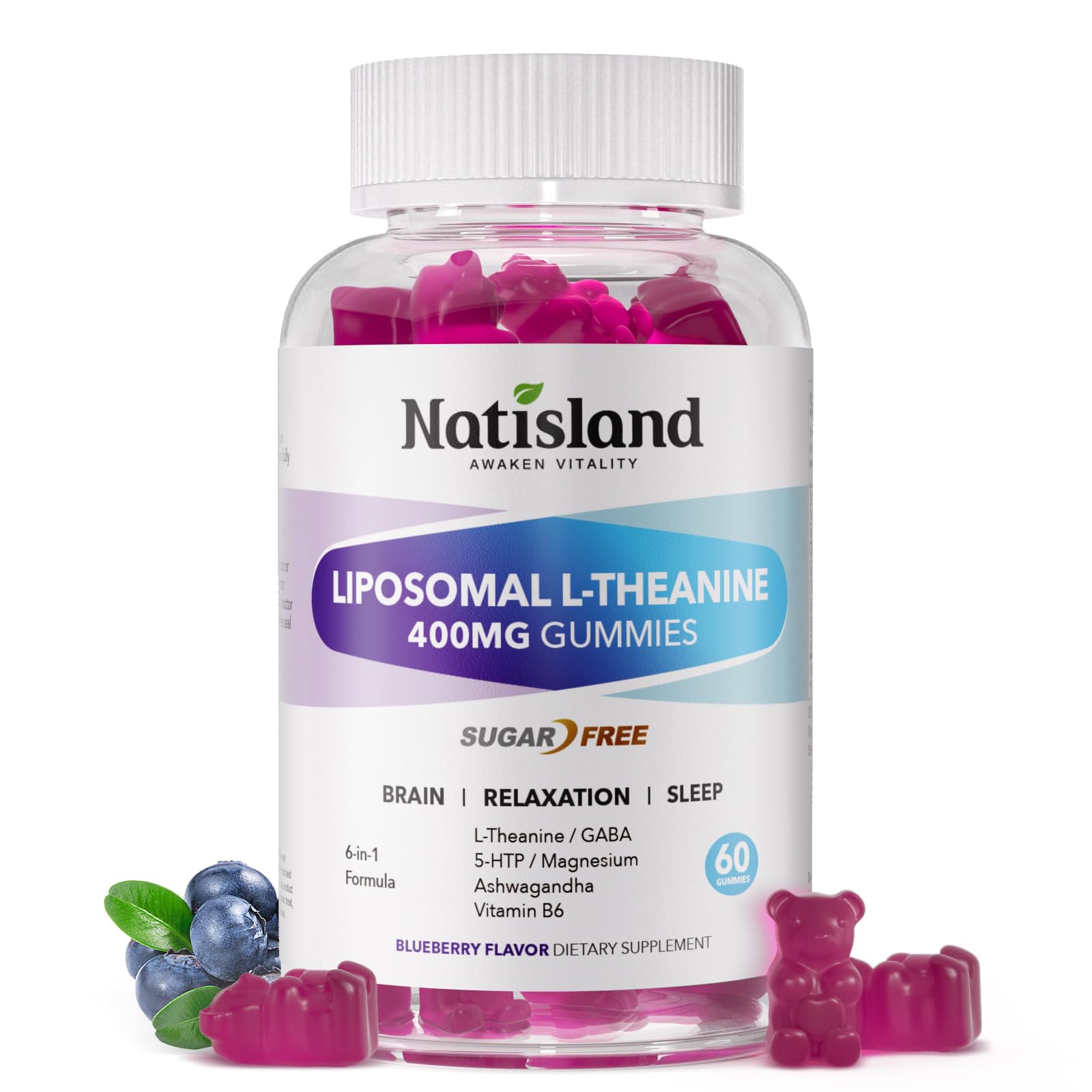 NATISLAND L-Theanine Gummies bottle with label