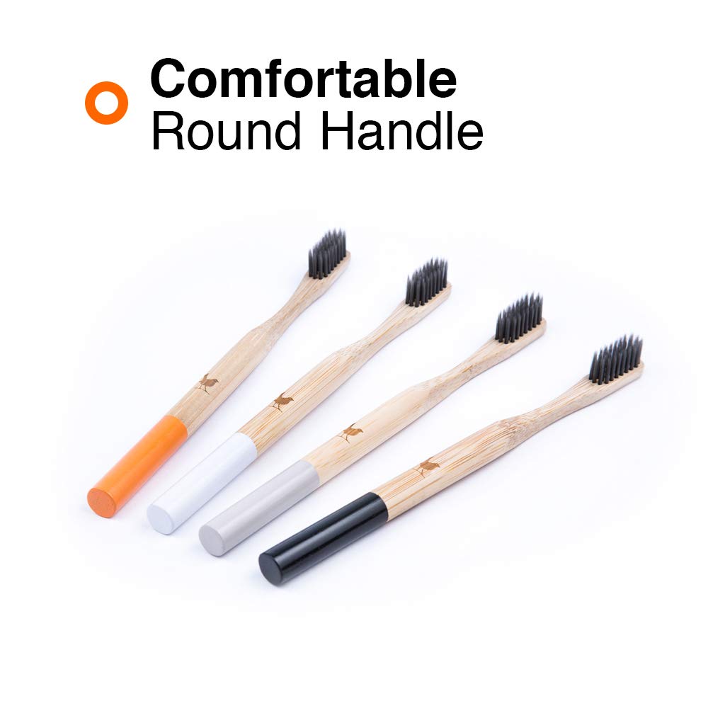 Smooth round bamboo handle of Native Birds toothbrush