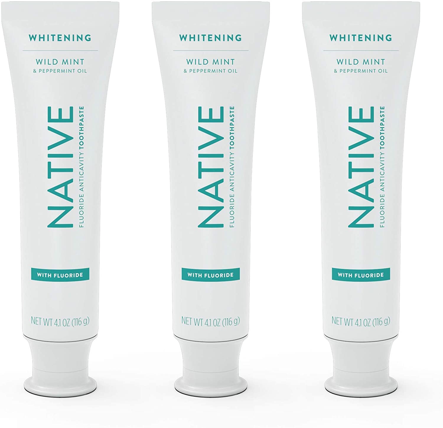 Native toothpaste Wild Mint with fluoride — 4.1 oz, 3-pack bottle