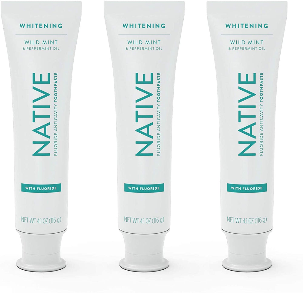 Native toothpaste Wild Mint with fluoride — 4.1 oz, 3-pack bottle