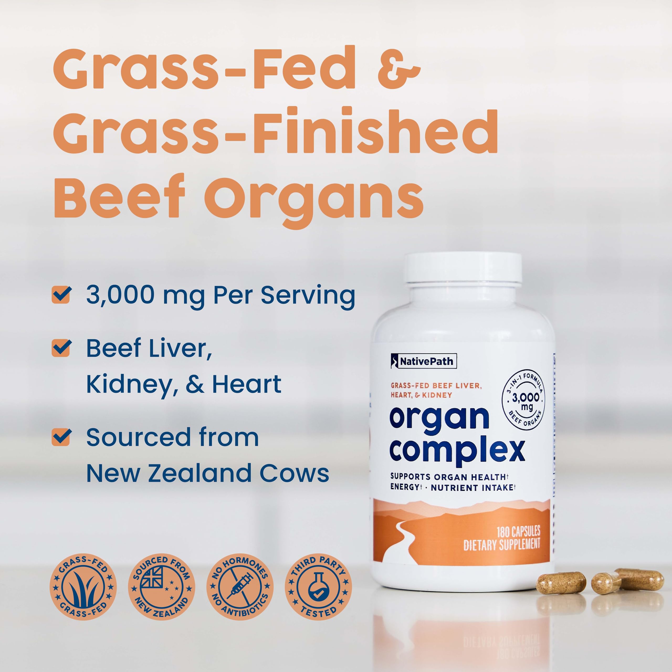 Close-up of capsules containing the organ complex