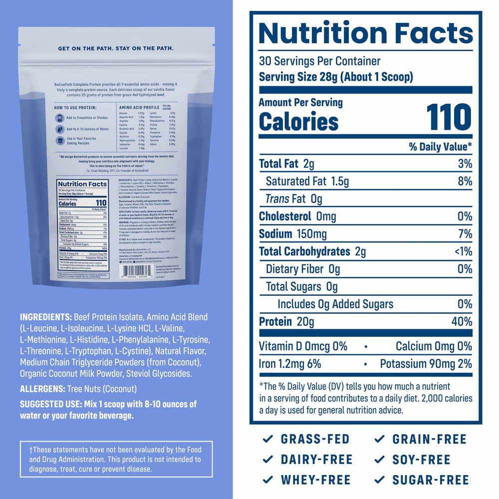 NativePath vanilla blend in coffee demonstrates a protein coffee option.