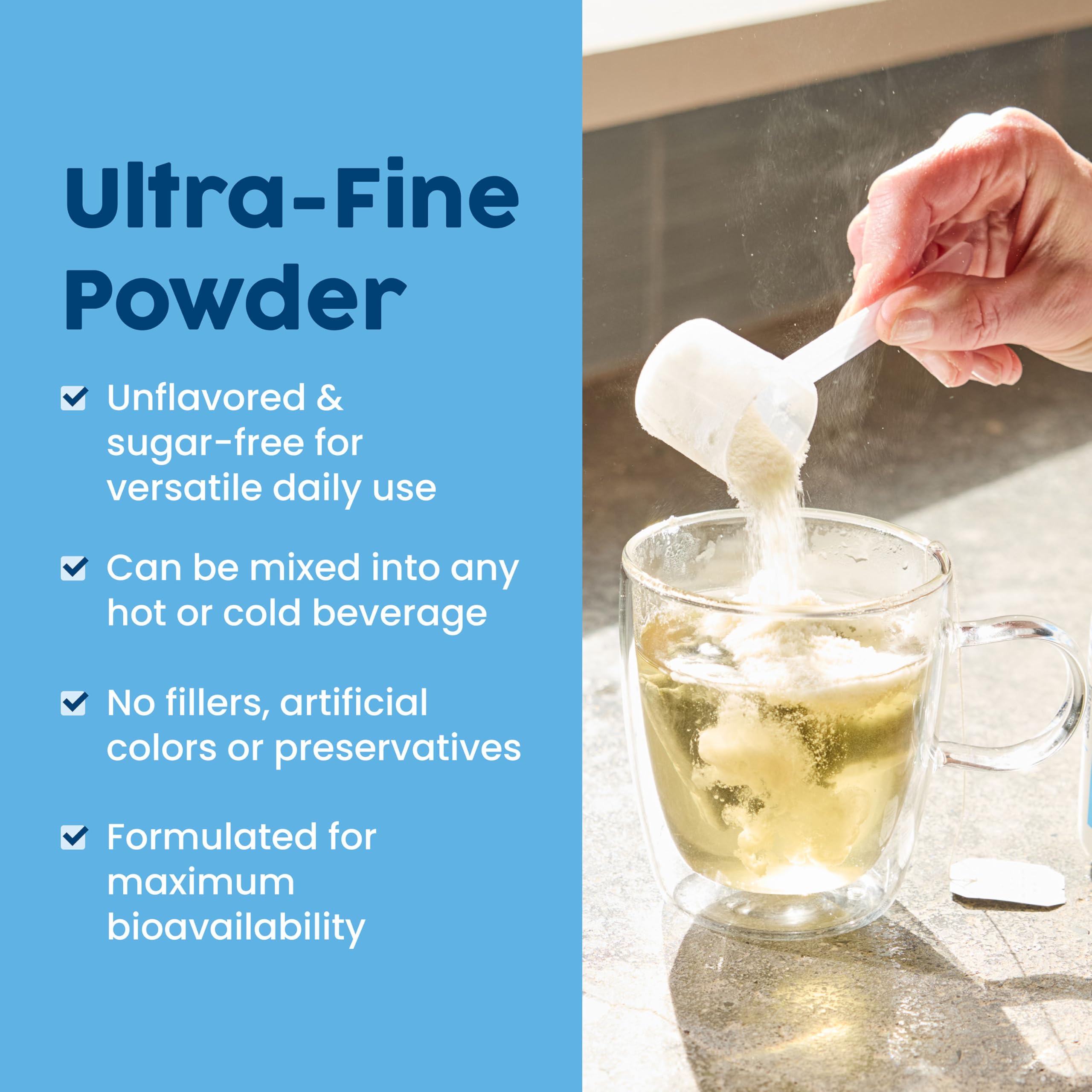 Model showing radiant skin after using collagen peptides