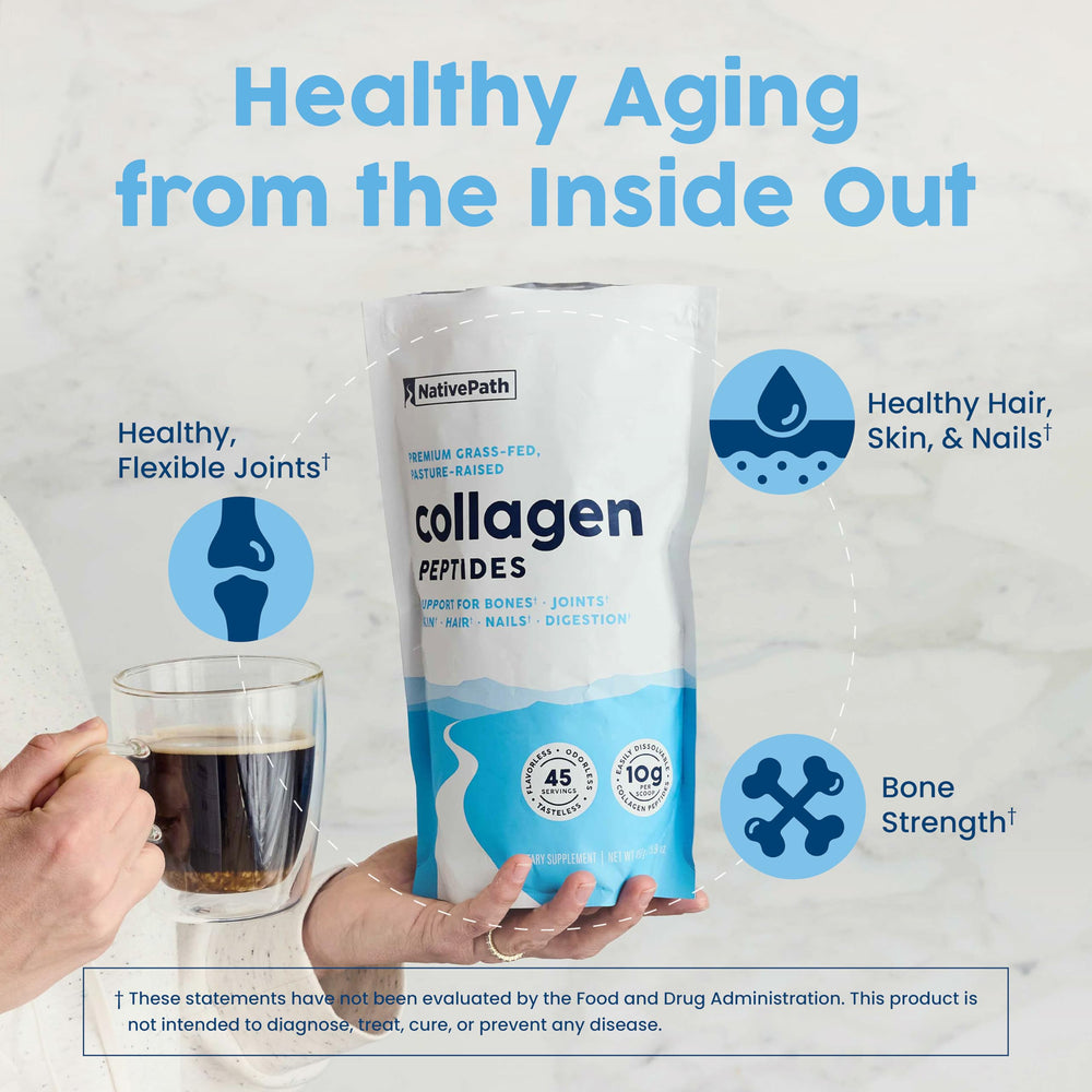 NativePath collagen powder close-up highlighting fine texture and purity.
