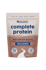 NativePath Complete Beef Protein Powder tub front shows premium protein for muscle-supporting nutrition.