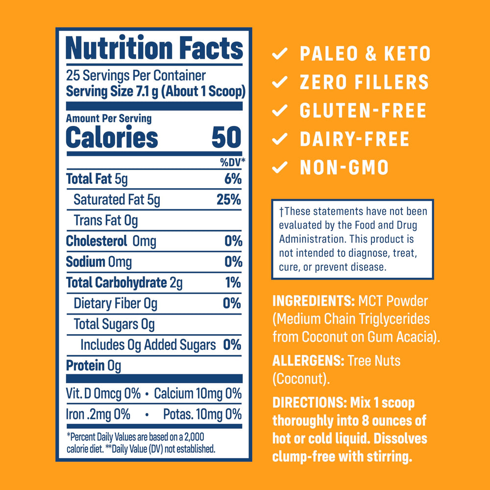 NativePath MCT Powder jar – back nutrition label