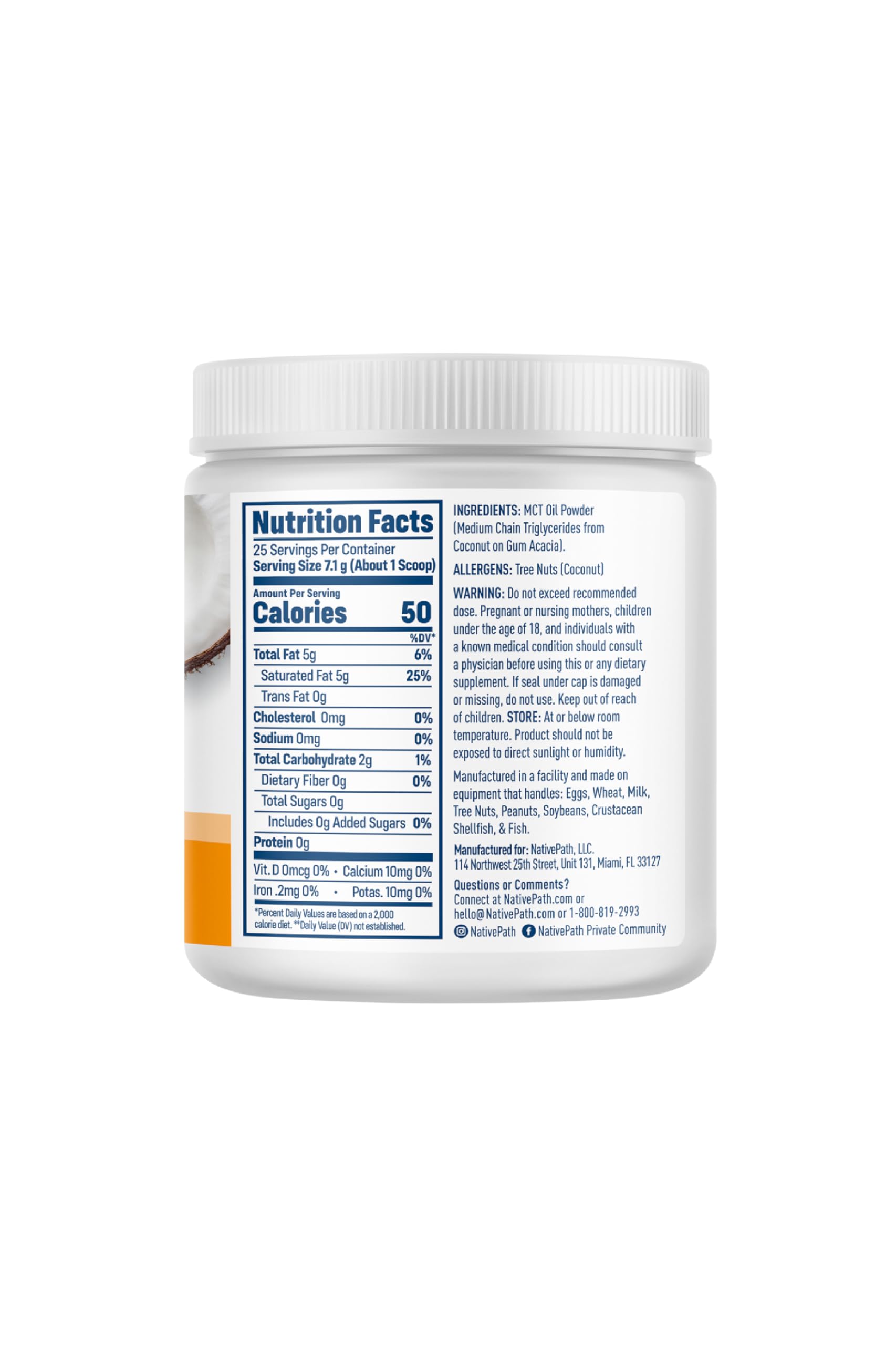 MCT powder being poured into a shake