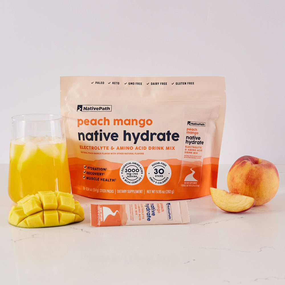 NativePath Hydrate Stick Packs in a gym bag for quick hydration after workouts