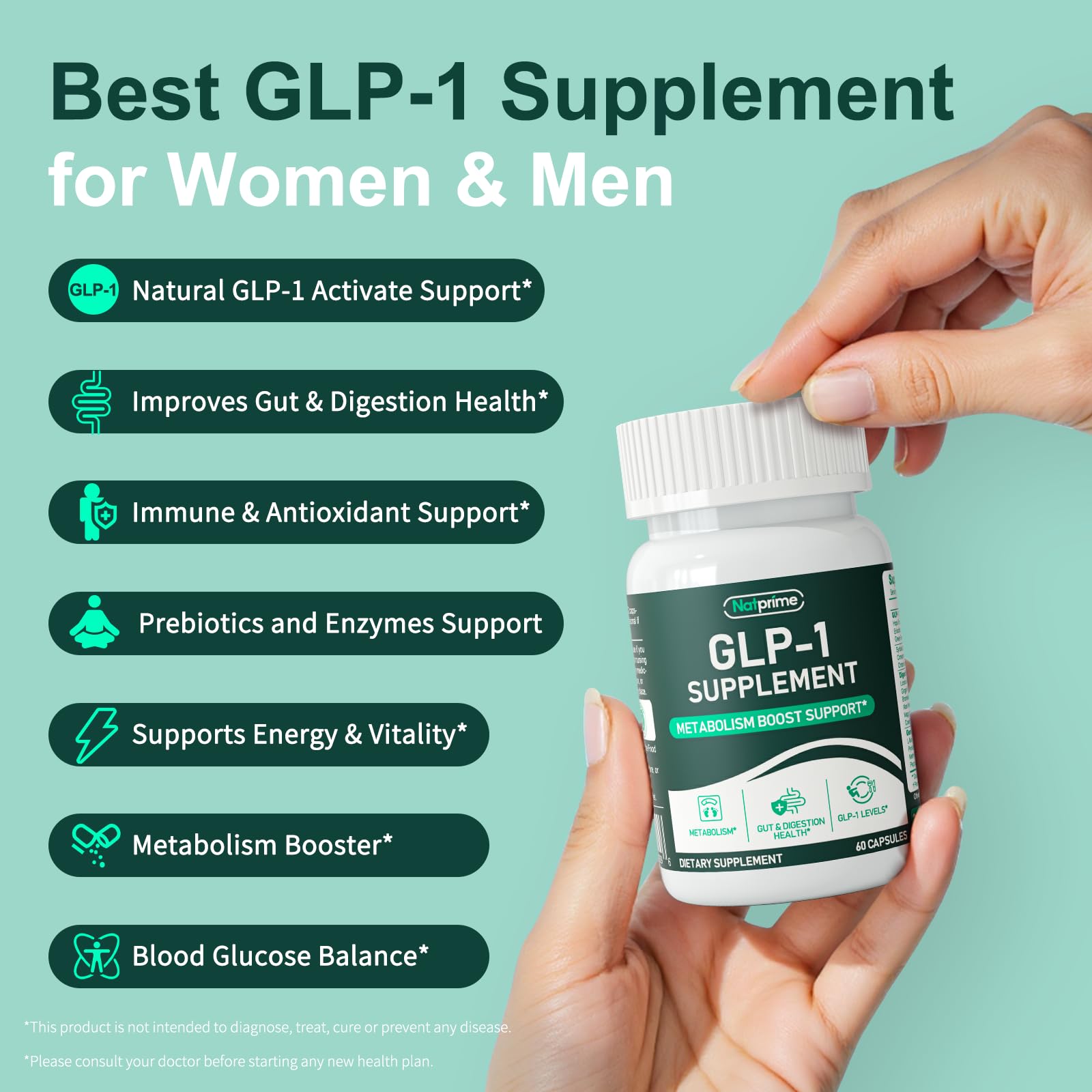 Two Natprime GLP-1 capsules on white background