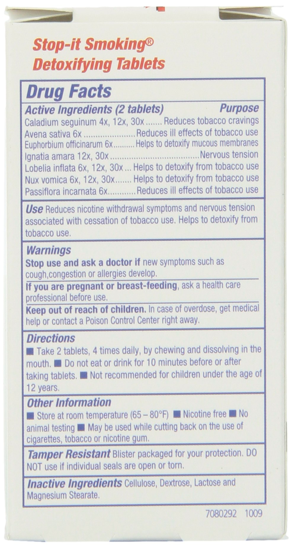 Product packaging box for Natra-Bio Stop it Smoking 60 CT