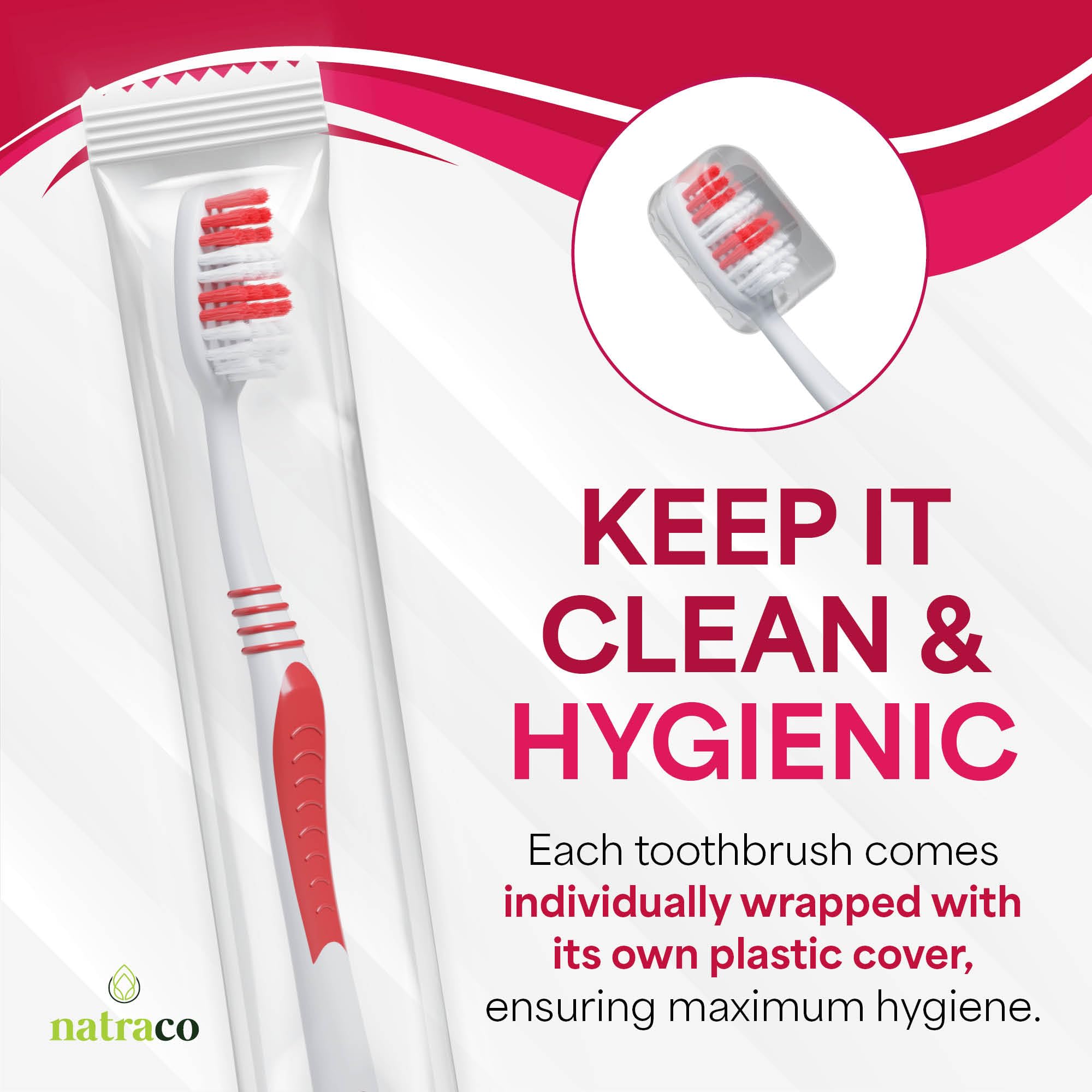 Ergonomic grip and medium-soft bristles on a toothbrush
