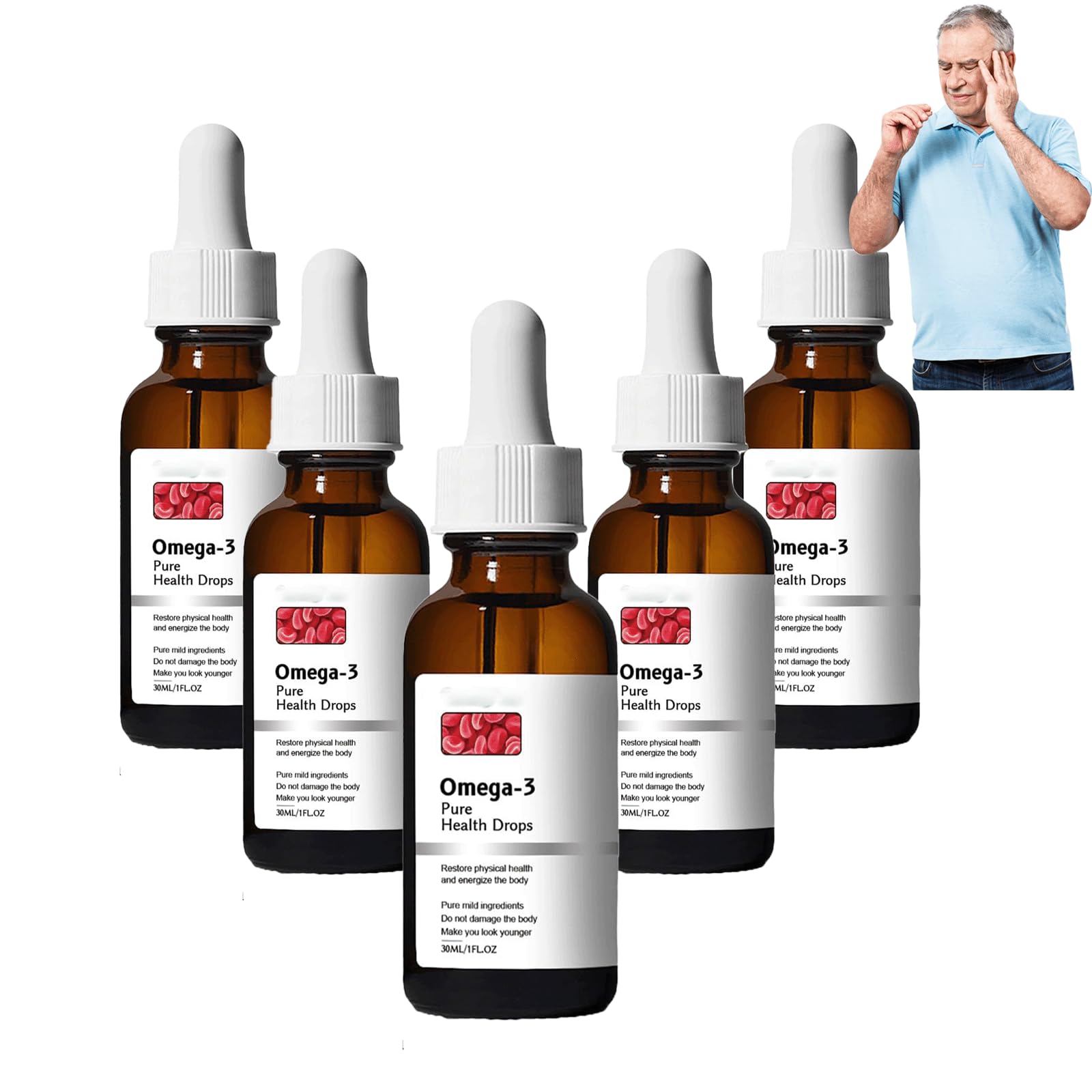 Natravor Omega-3 Natural Vasclear Drops bottle and packaging (5pcs)