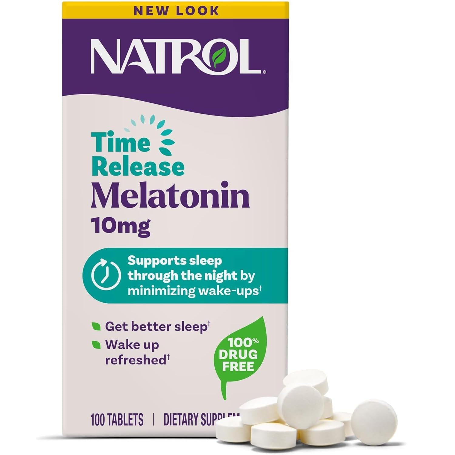Natrol Melatonin Time Release packaging showing 100 count
