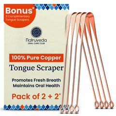 Natruveda copper tongue scraper set of four - front view