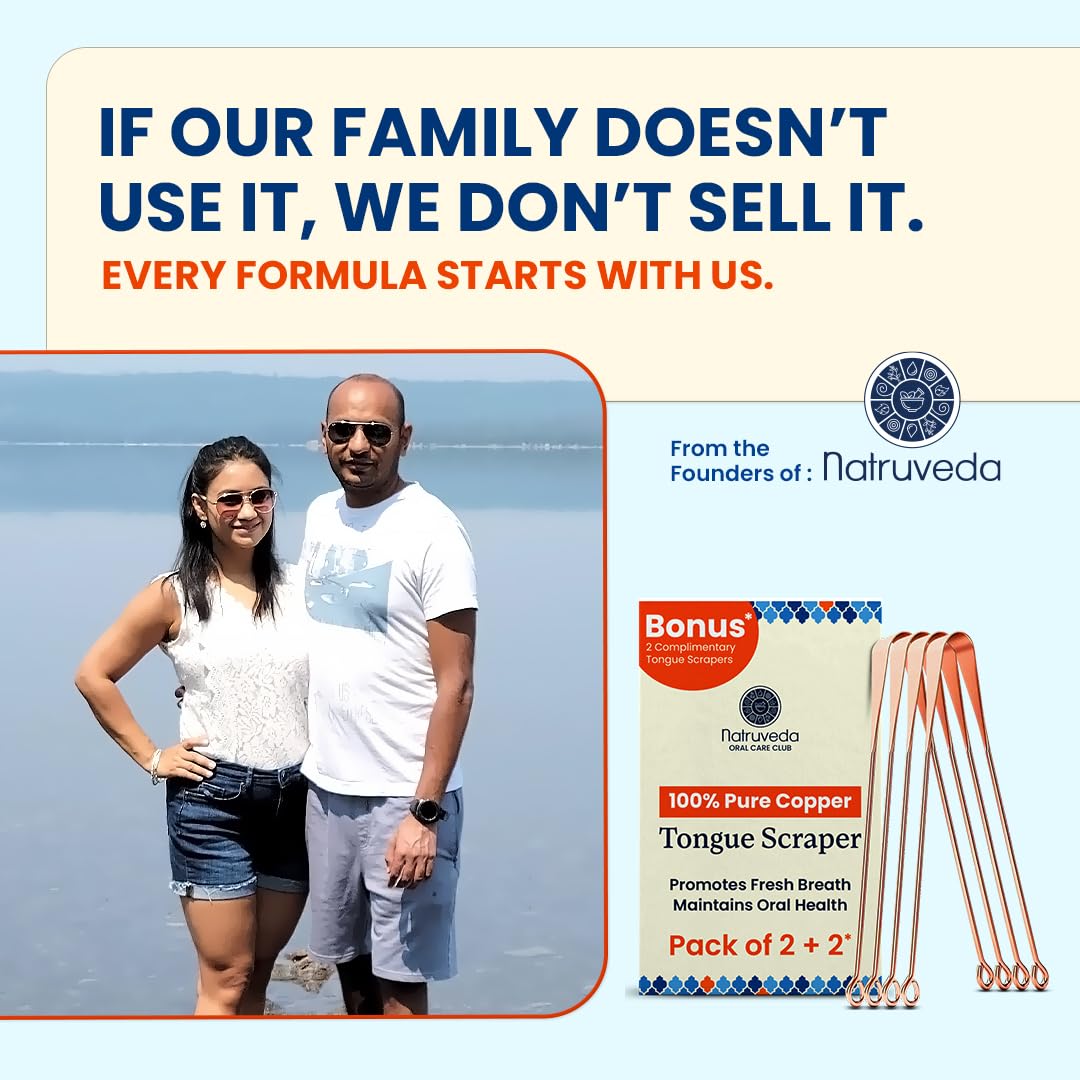 Travel-friendly copper tongue scraper with toiletries