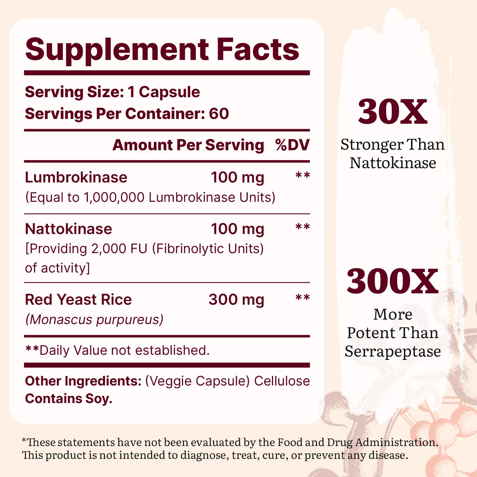 Nattokinase 100mg capsule with 2,000 FU label