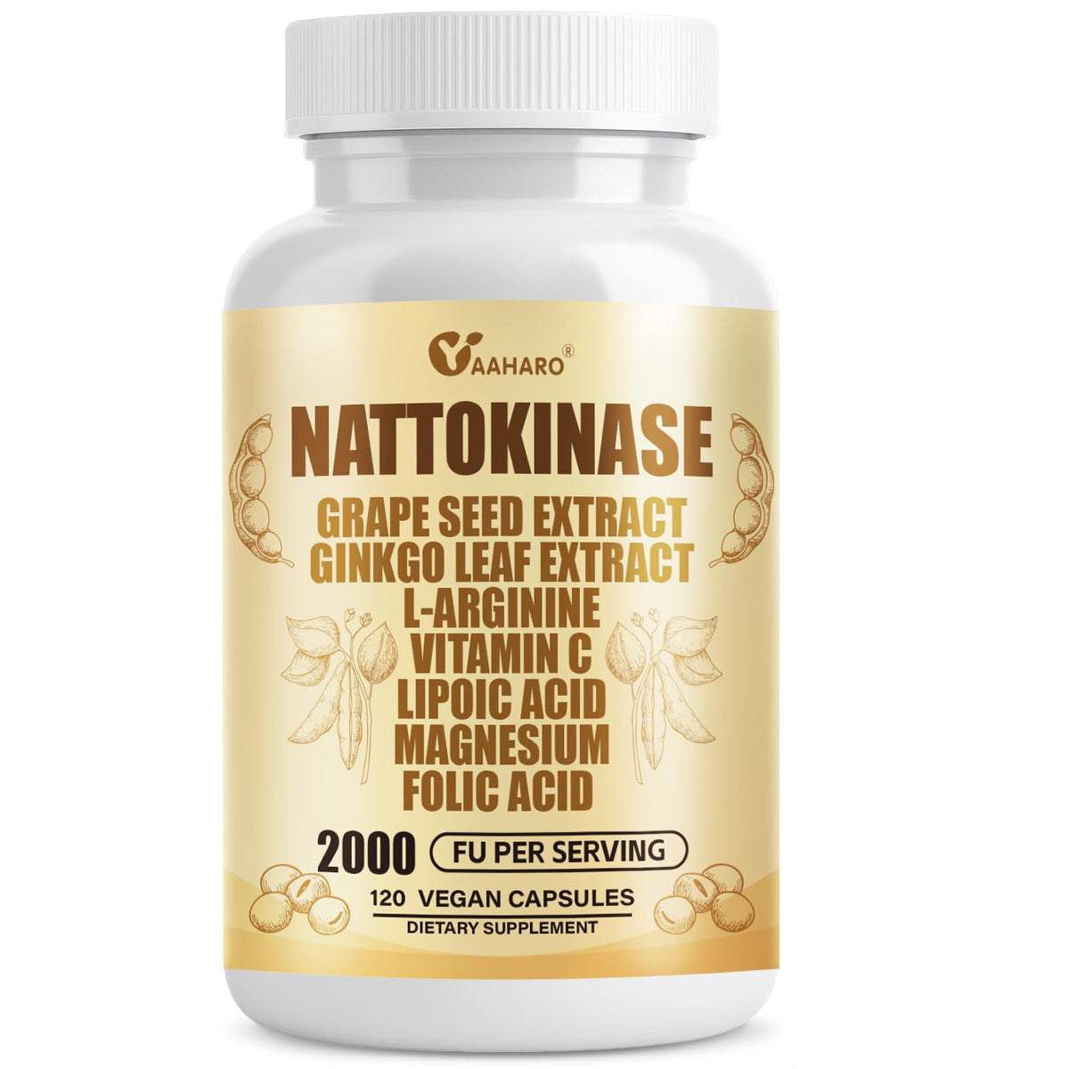 Bottle of Nattokinase 2000 FU supplement