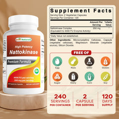 Nattokinase 4000 FU and 200 mg per serving information
