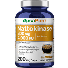 NusaPure Nattokinase 4000 FU 800mg bottle front view
