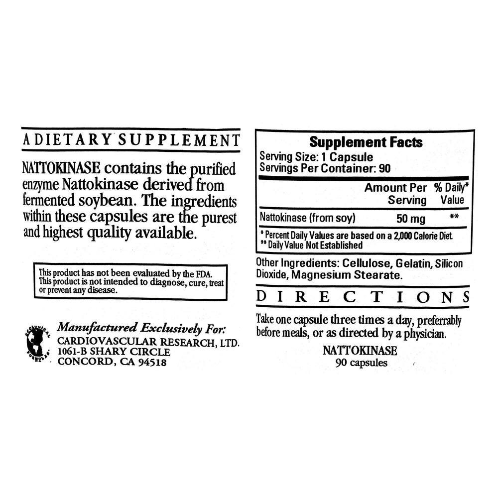 Nattokinase 50mg/1000FU capsules – Cardiovascular Research edition, 90-count, 2-pack