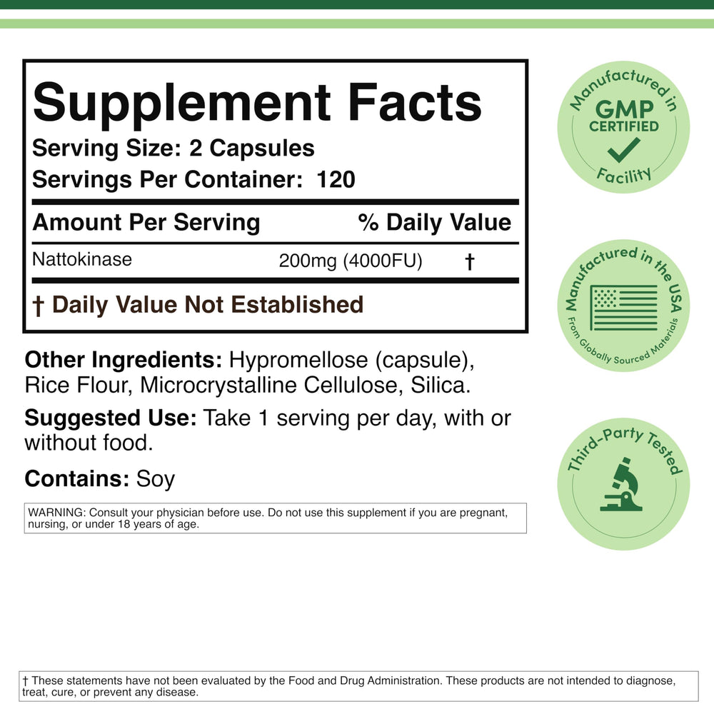 Nattokinase derived from Japanese natto (fermented soybeans)
