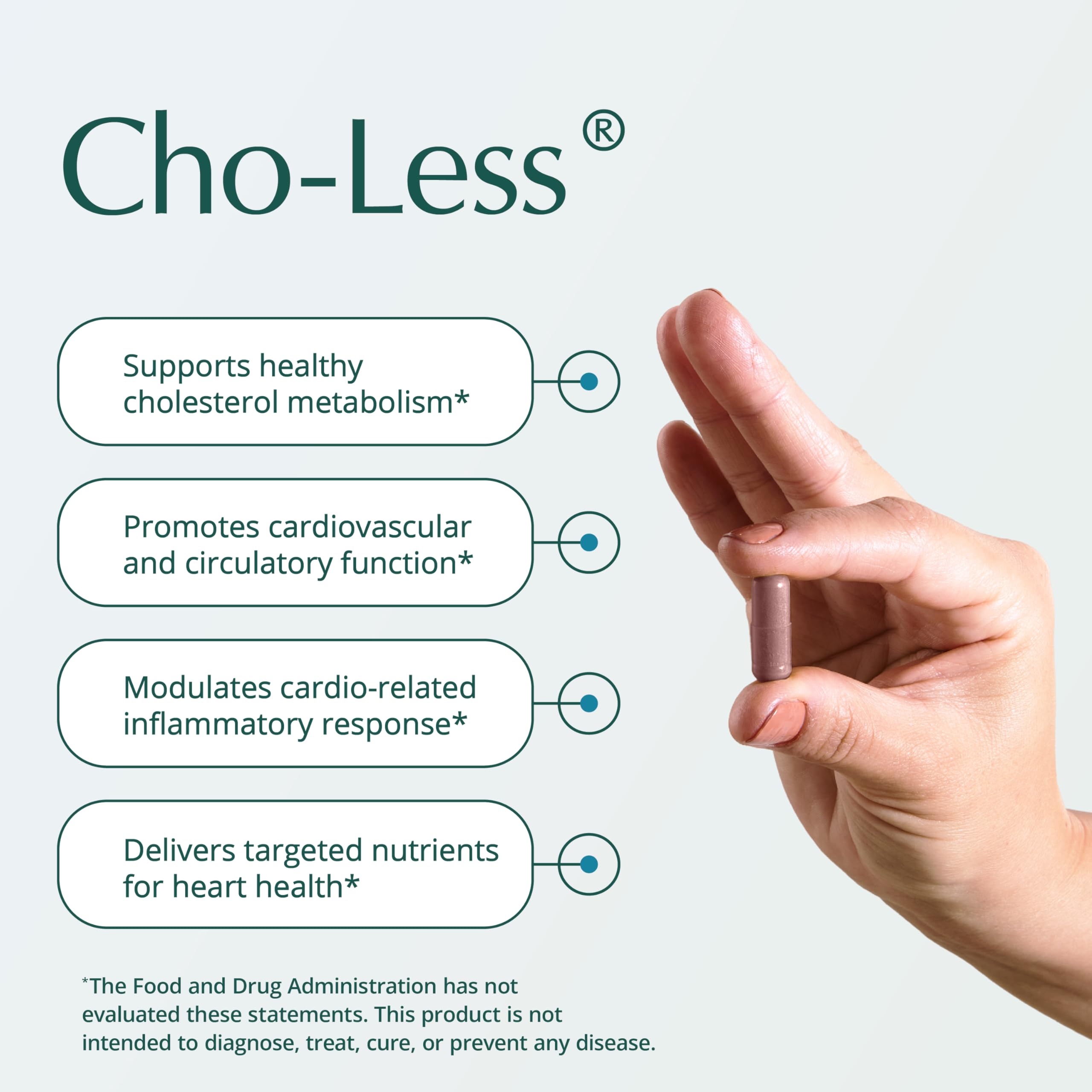 Cho-Less bottle with label showing 90 capsules
