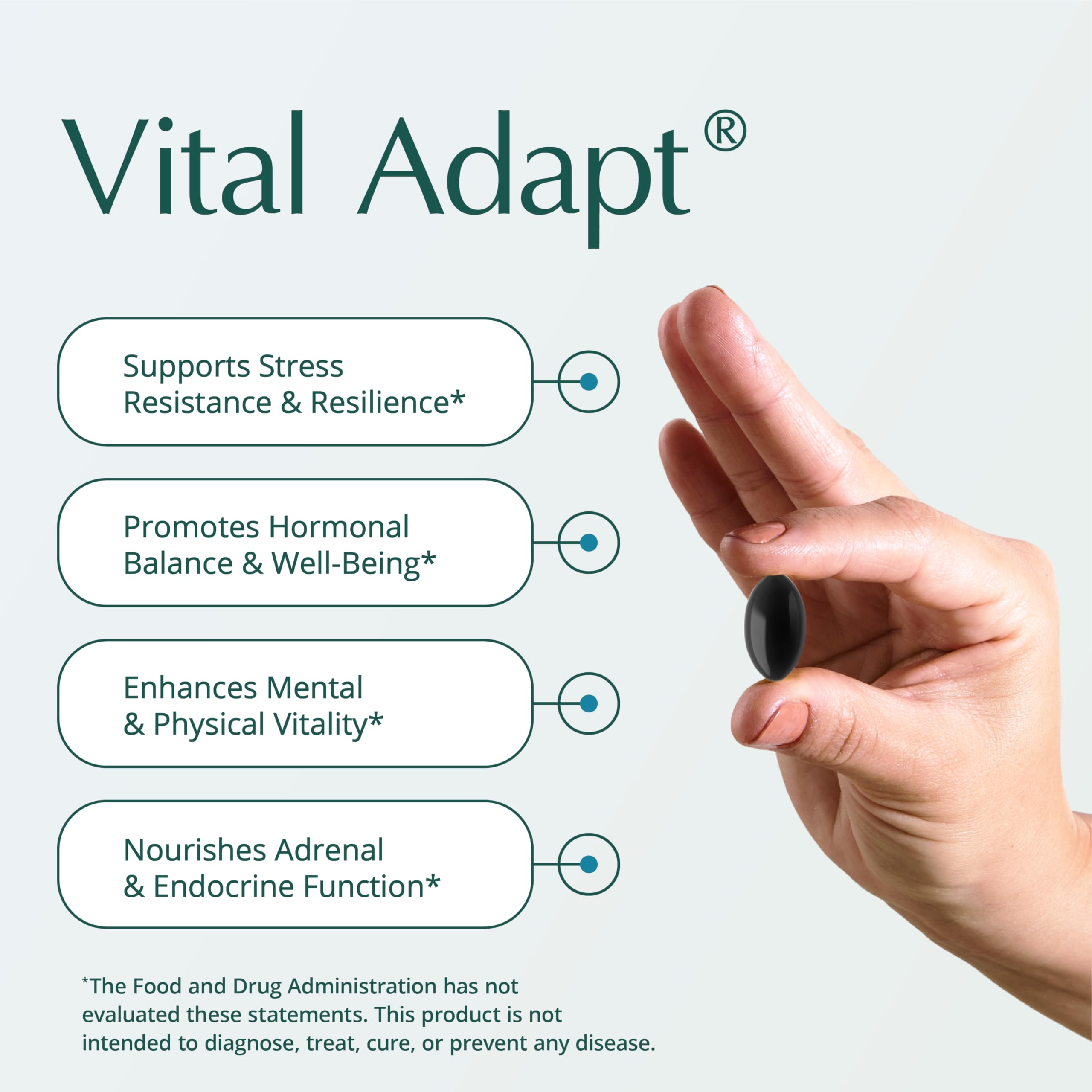 Vital Adapt bottle close-up showing label details