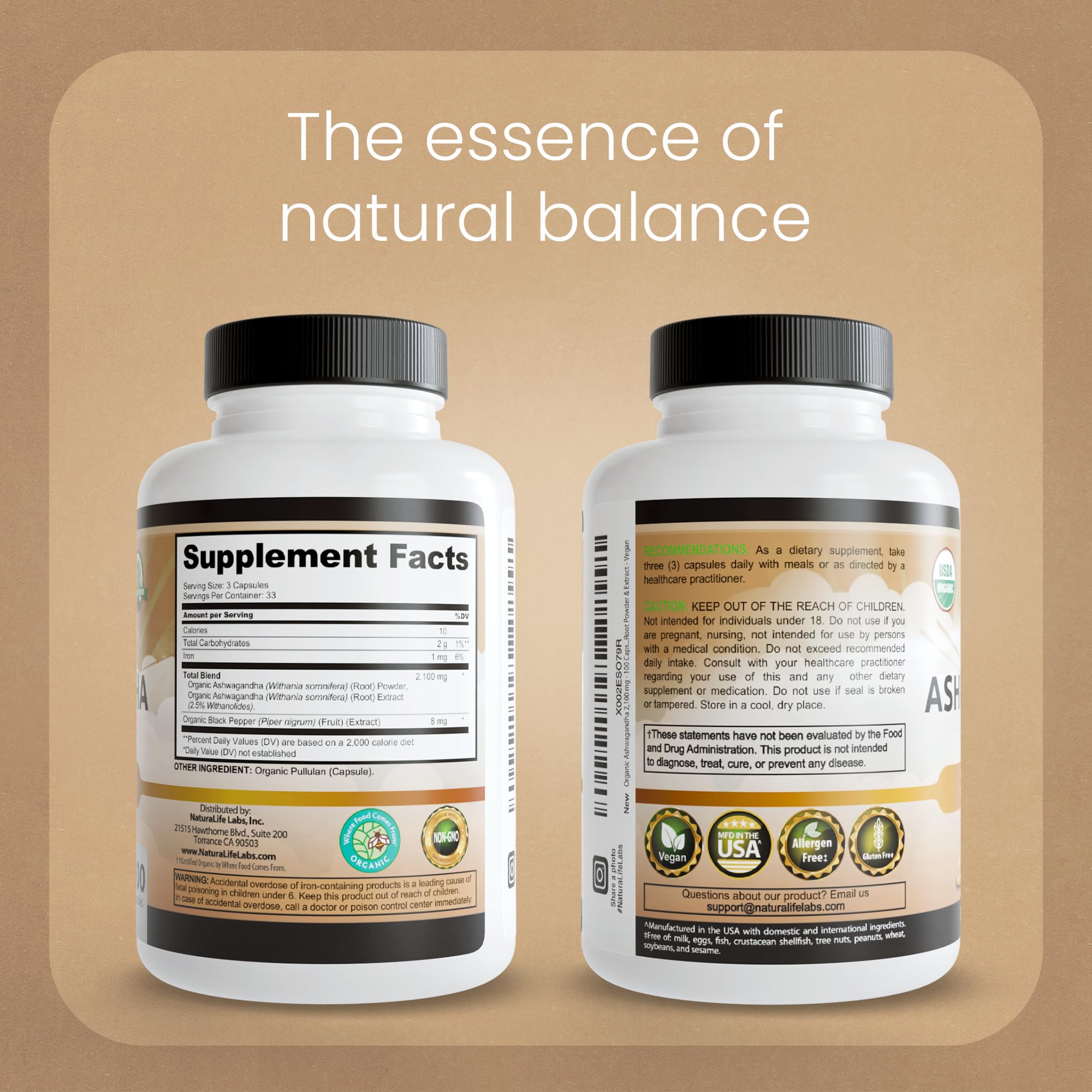 100 vegan capsules per bottle