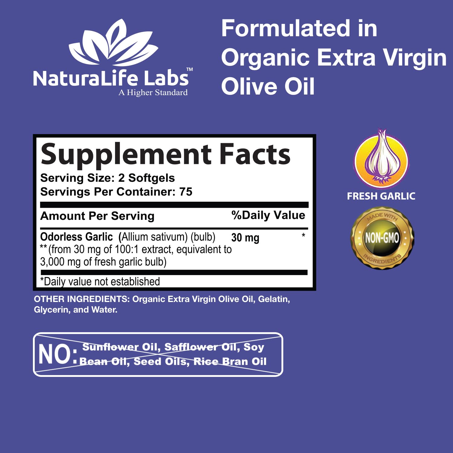 Concentrated garlic bulb extract blended with organic extra virgin olive oil
