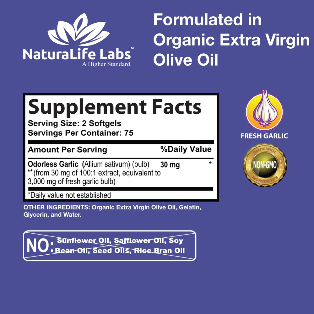 Concentrated garlic bulb extract blended with organic extra virgin olive oil