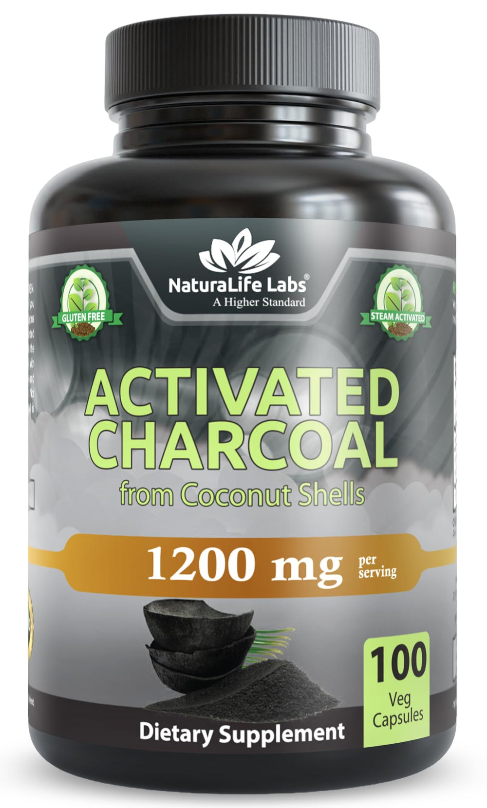NaturaLife Labs Activated Charcoal bottle front