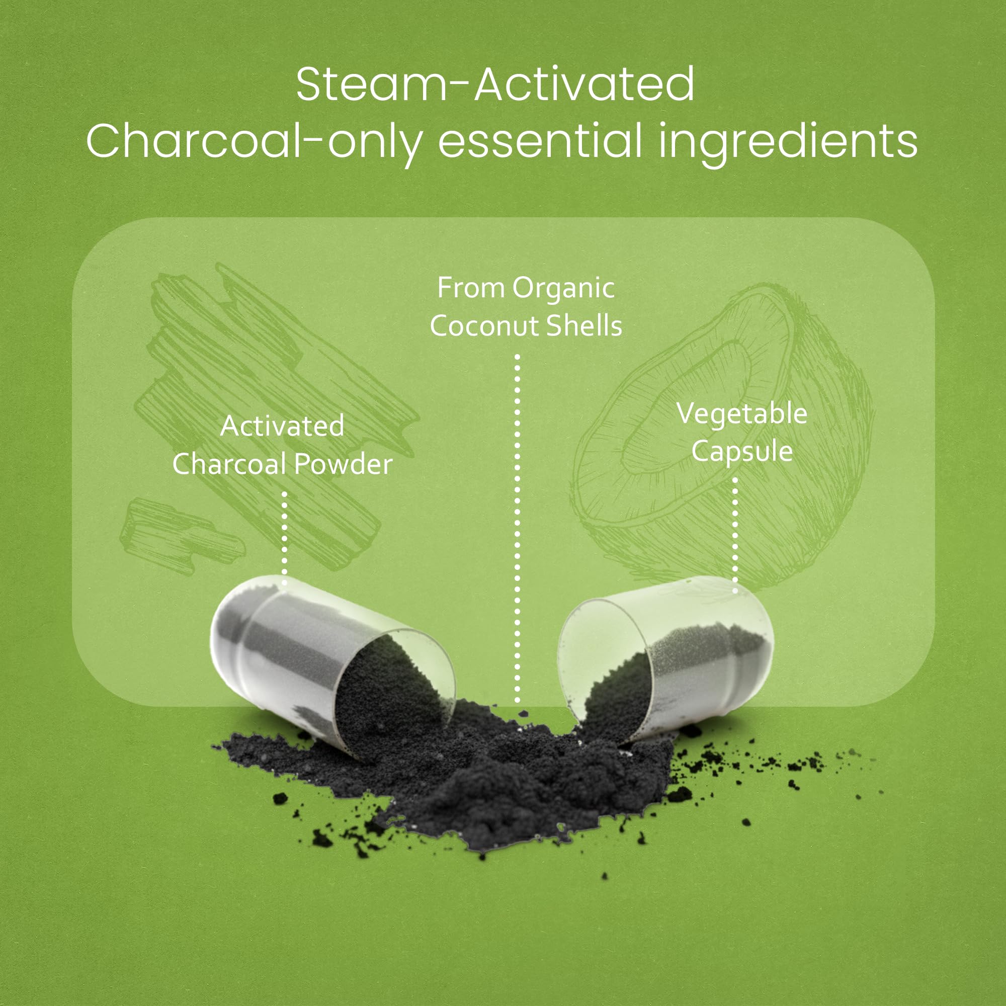 Activated charcoal sourced from coconut shells