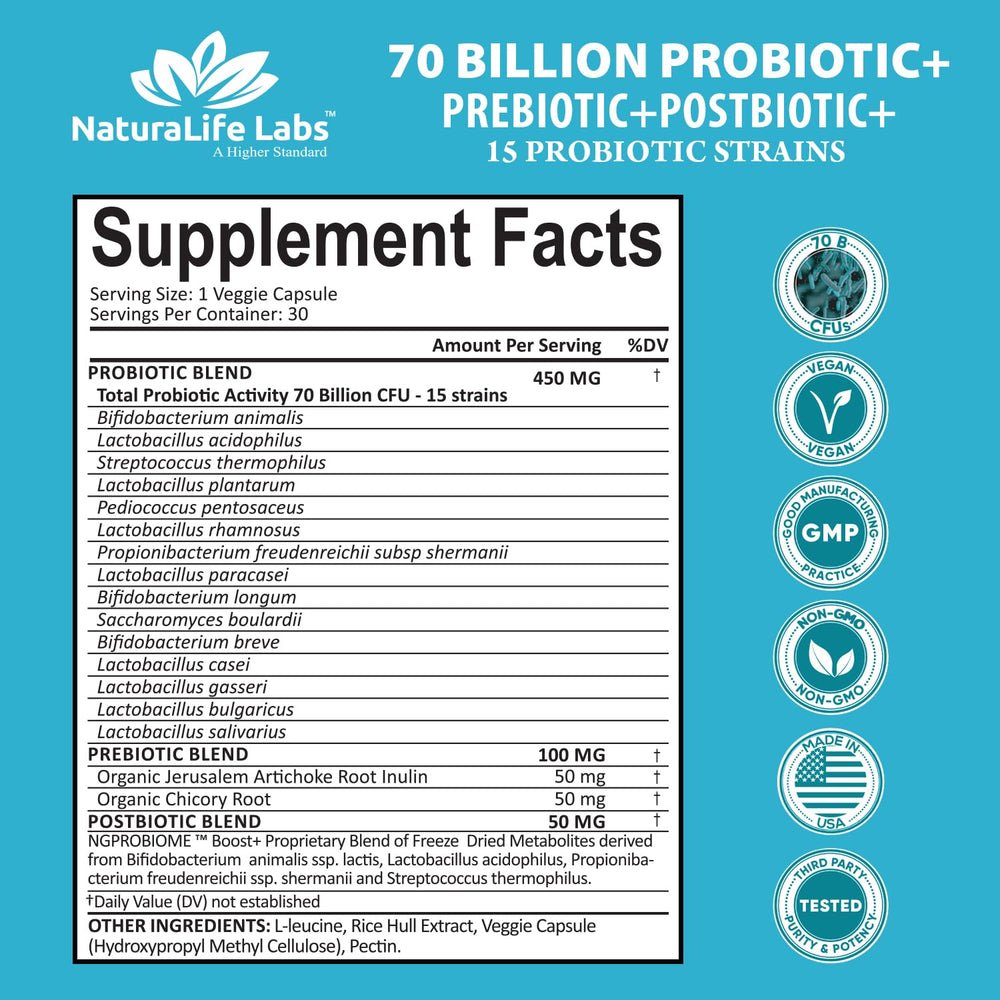 Close-up of probiotic capsules