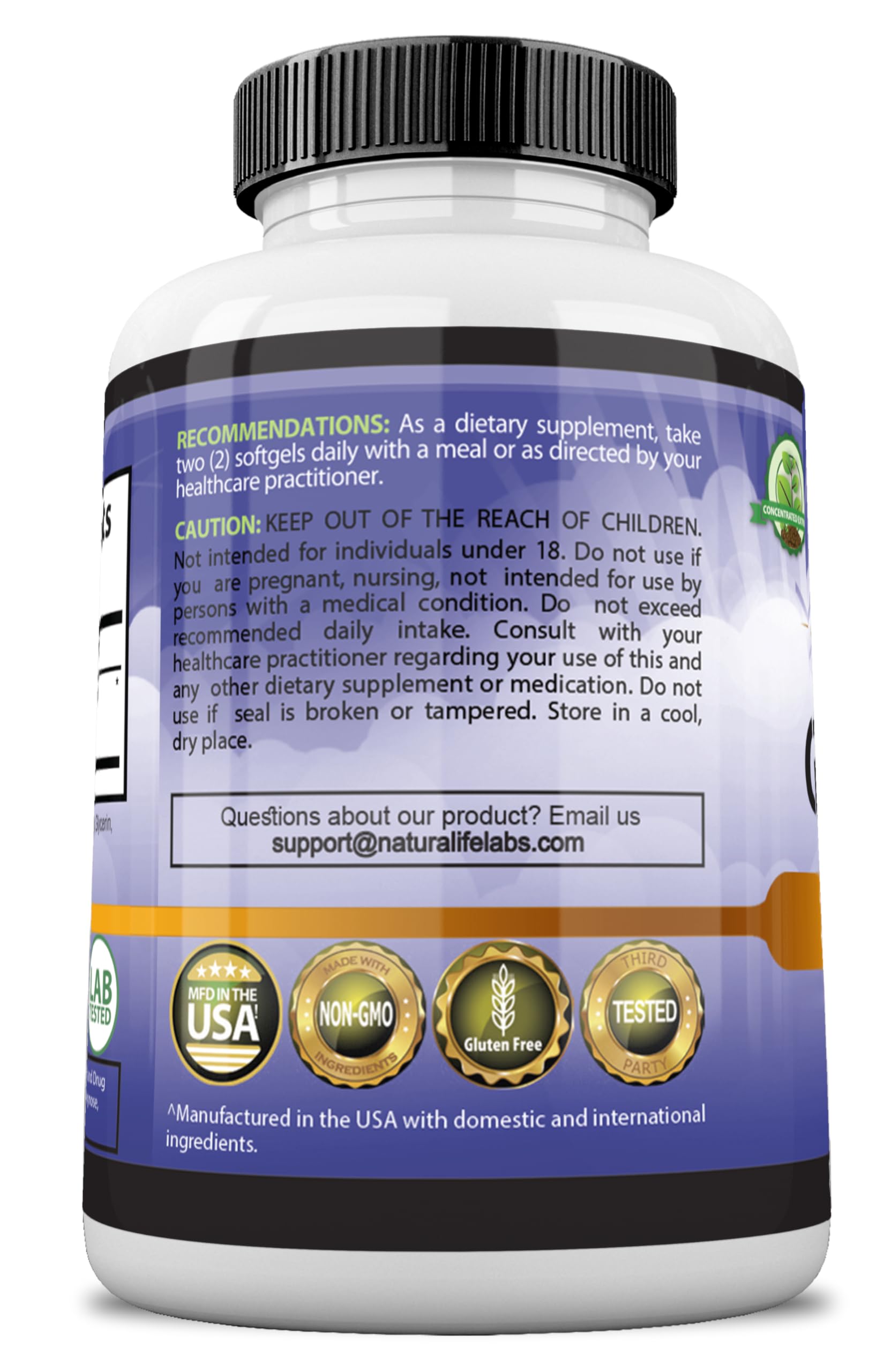 Close-up of odorless garlic softgels in bottle