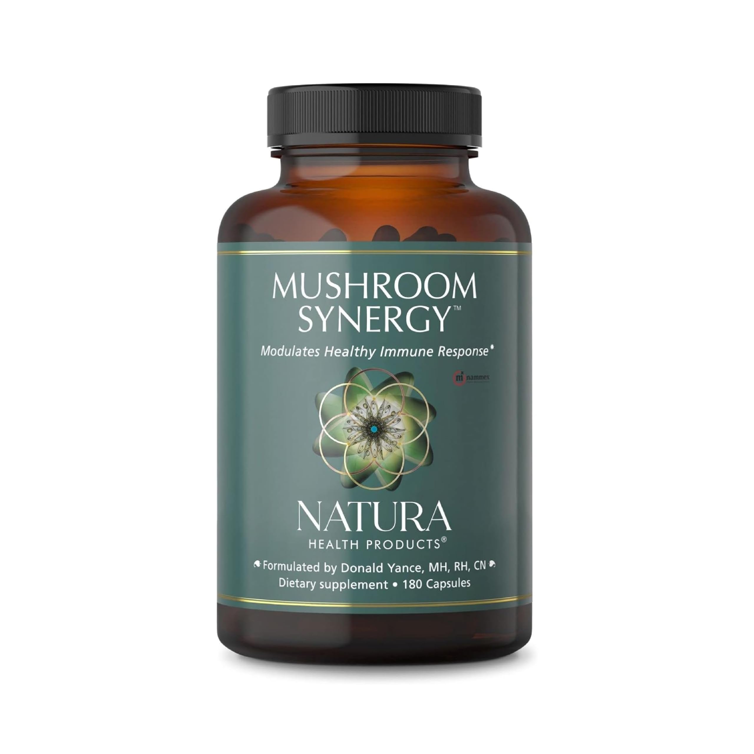Natura Mushroom Synergy supplement bottle label