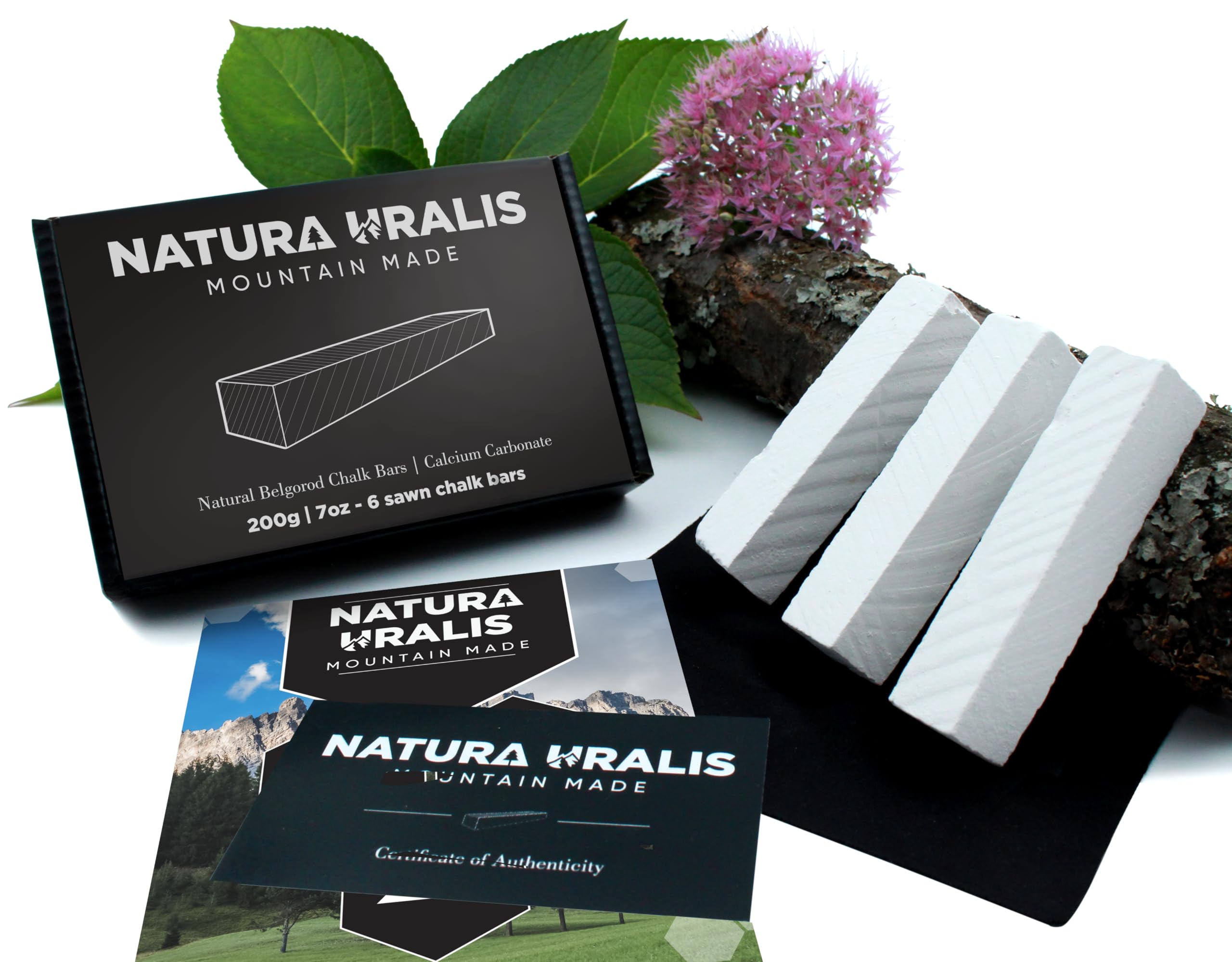 Close-up of white chalk bars showing creamy texture