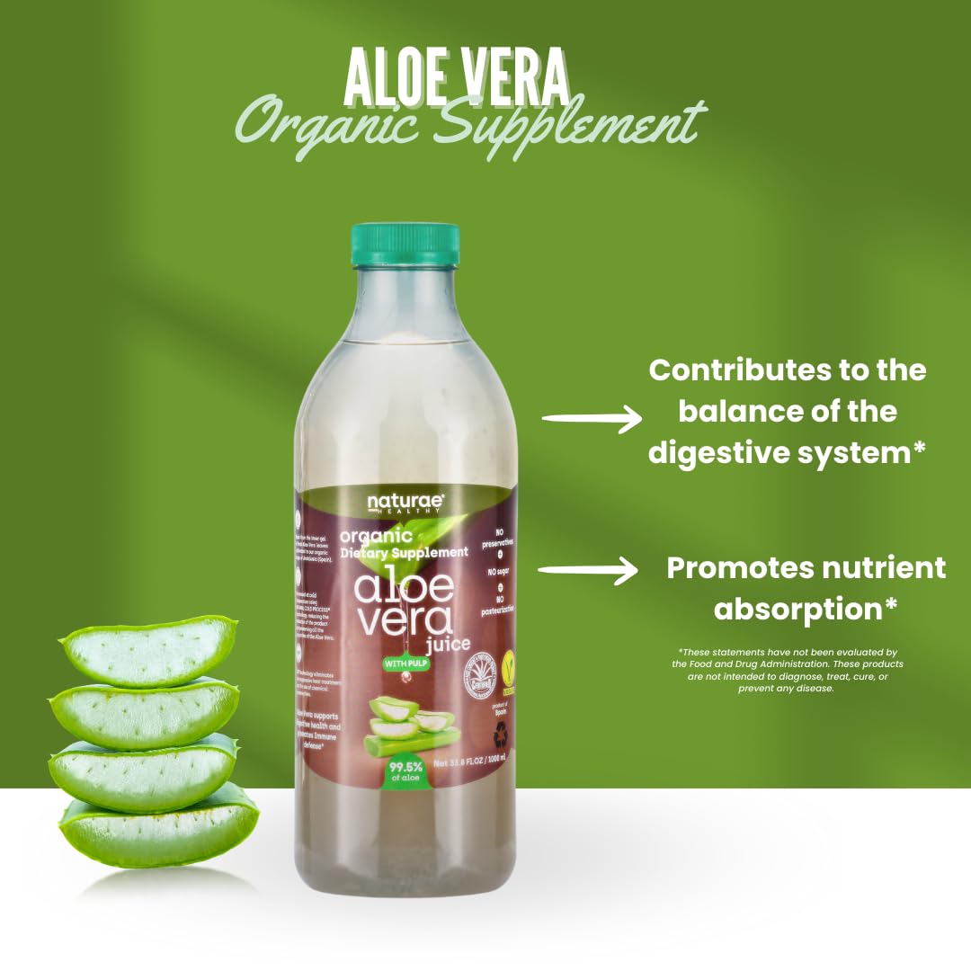 Bottled aloe vera juice with HPP cold-processing label