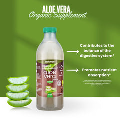 Bottled aloe vera juice with HPP cold-processing label