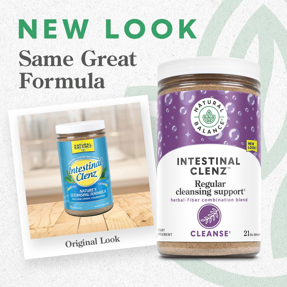 Natural Balance Intestinal Clenz powder ready to mix for daily digestion support and detox.