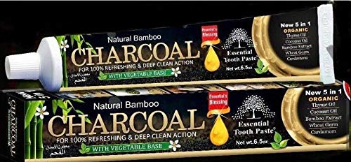 Natural Bamboo Activated Charcoal Essential Toothpaste 6 Tubes Fluoride Free
