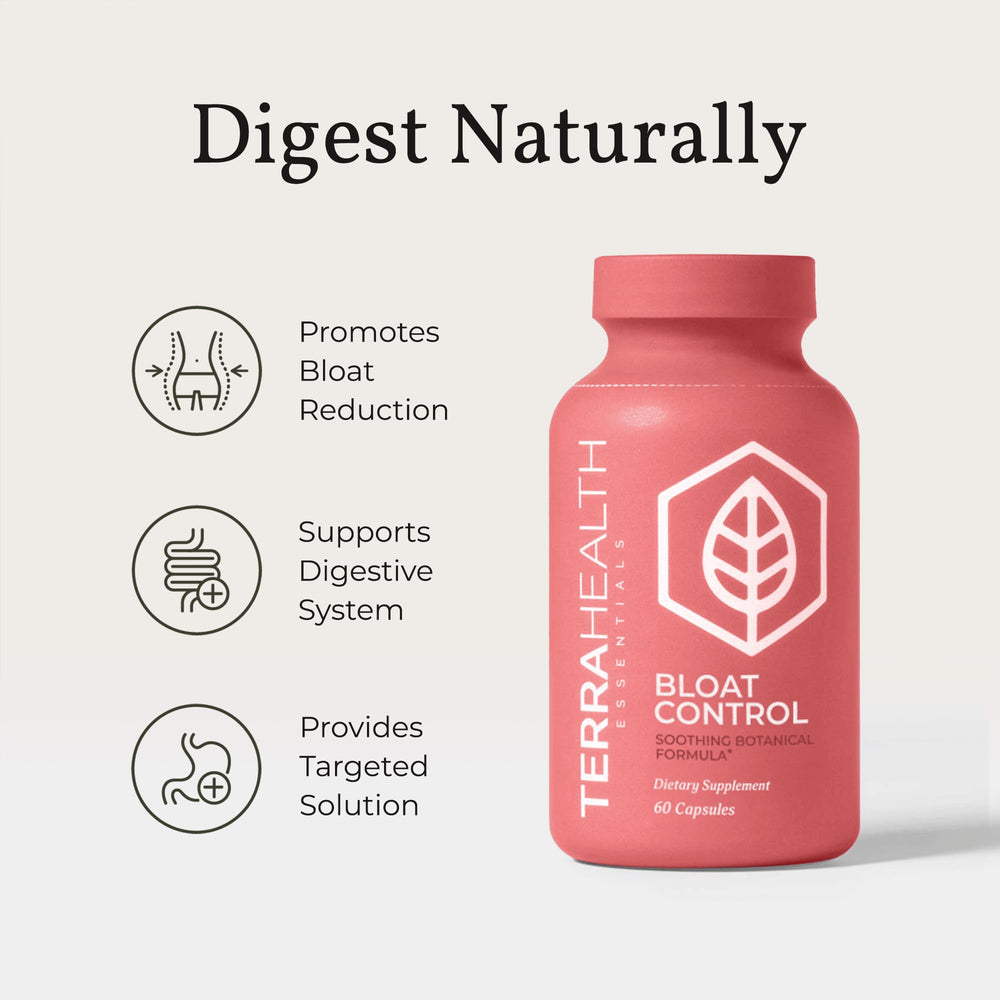 Natural bloating relief ingredients concept