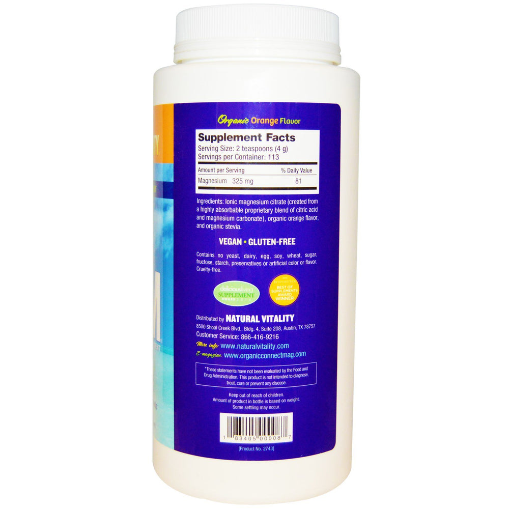 Close-up of Natural Calm Orange magnesium supplement powder