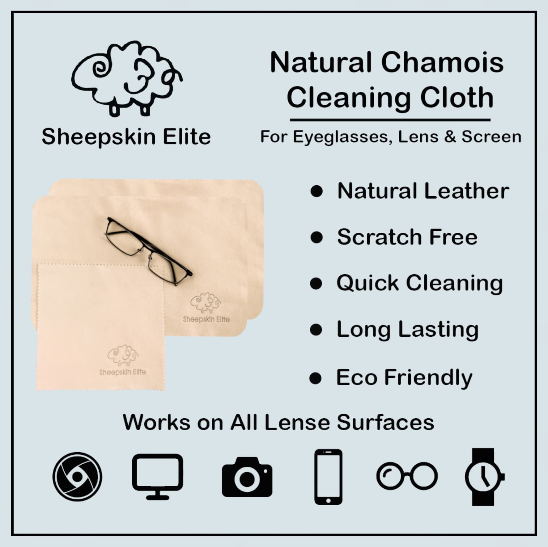 Display of three-piece pack: two large and one small cloth
