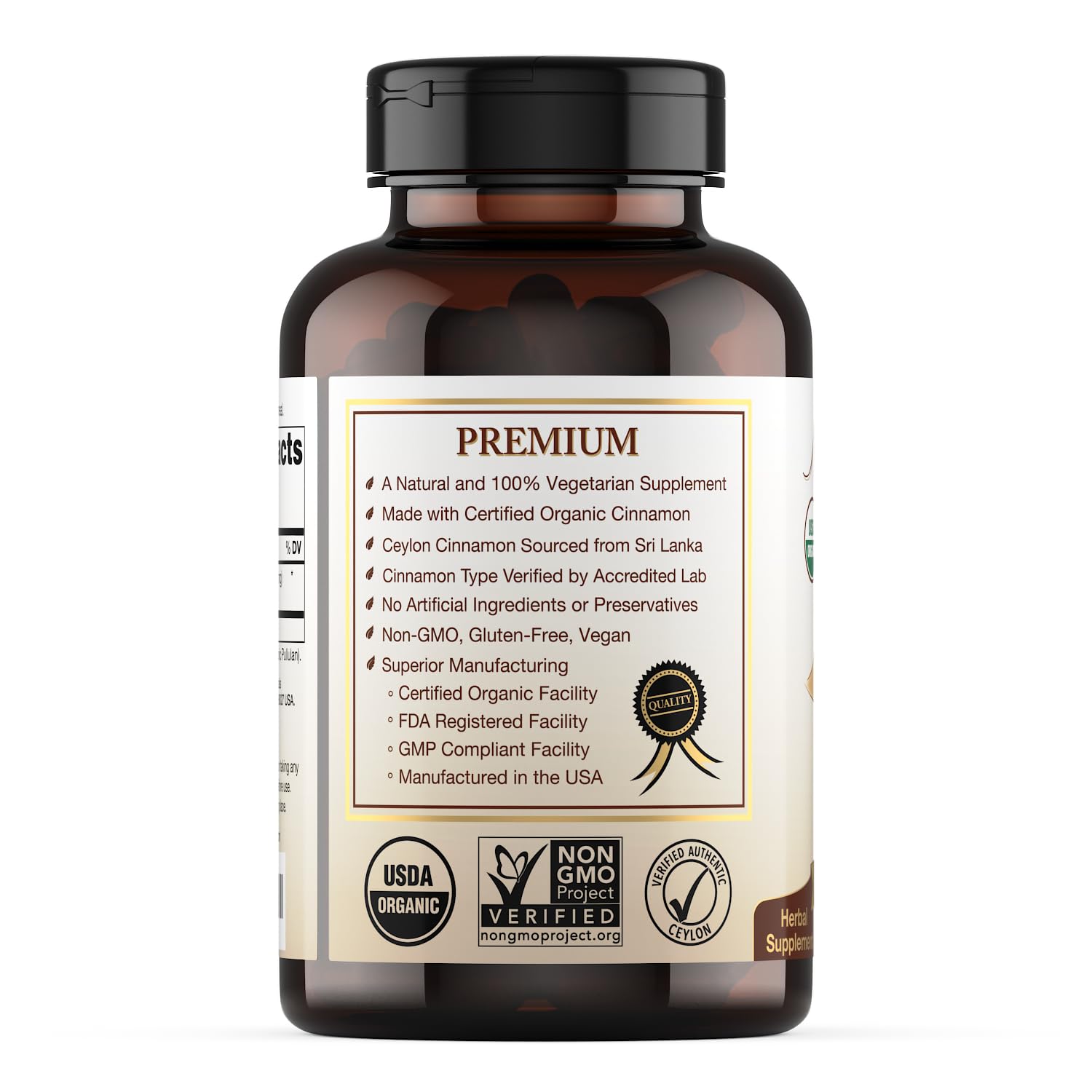 Packaging highlighting non-GMO verified and vegan/gluten-free attributes