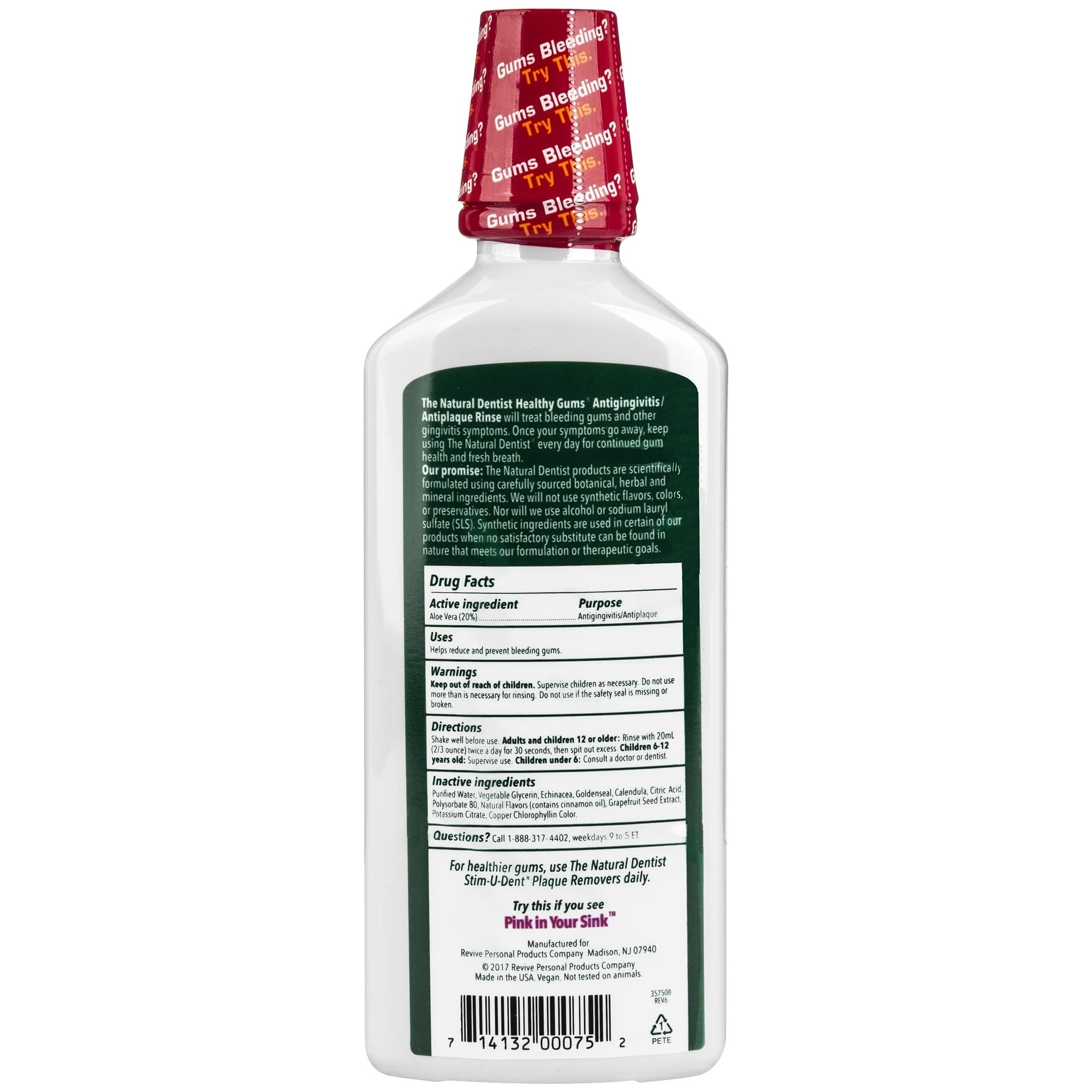 Pack of two 16.9 oz bottles of Natural Dentist Healthy Gums Rinse