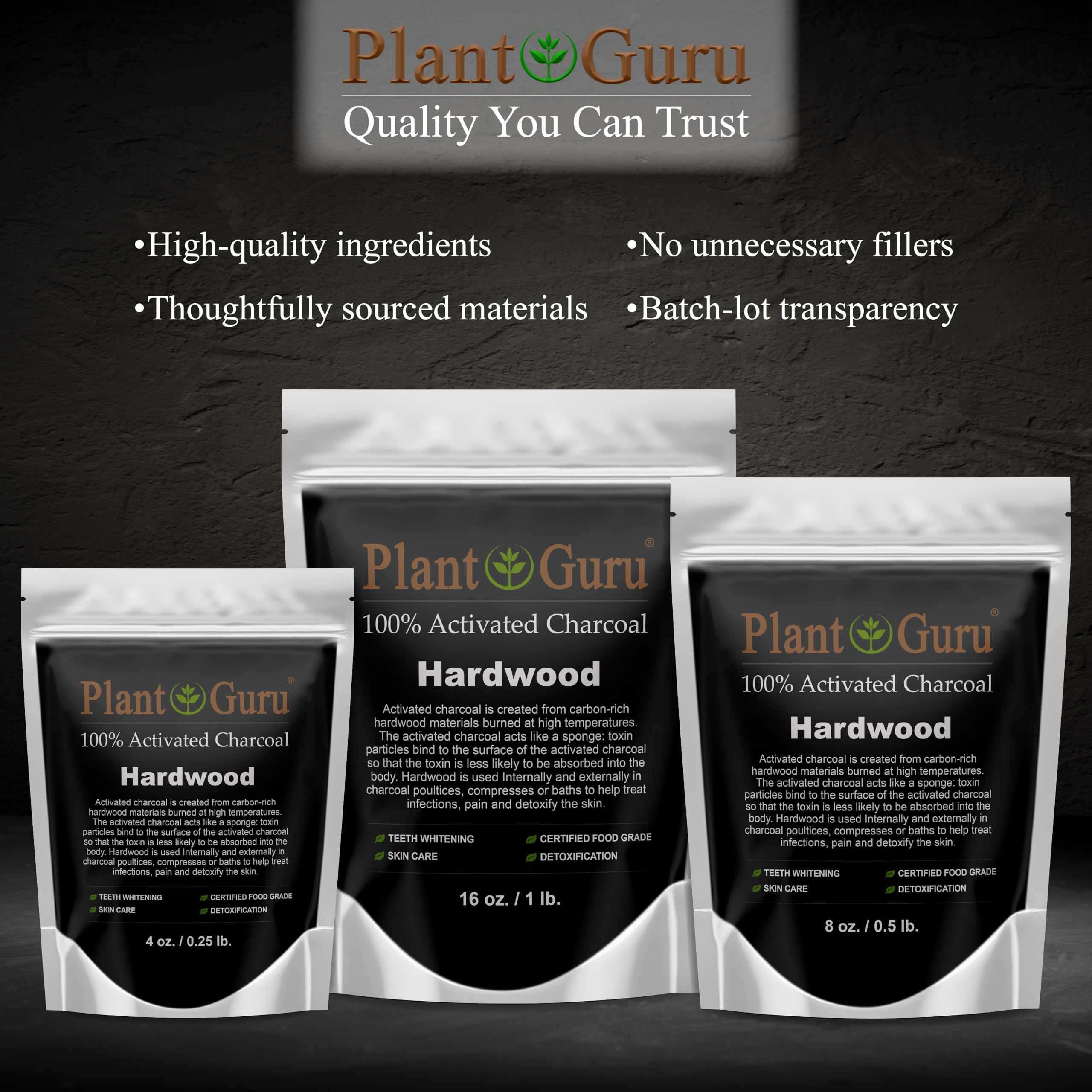 Natural detox and digestion support with hardwood activated charcoal