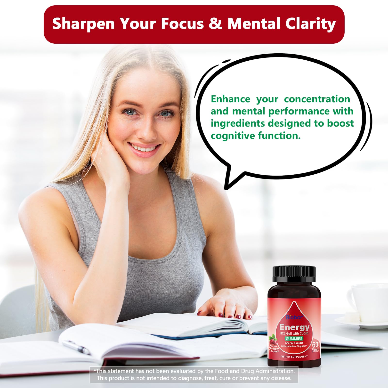 Packaging and product shot with raspberry flavor and ingredients background