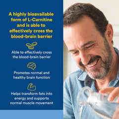 Close-up of Natural Factors Acetyl L-Carnitine 500 mg bottle with label